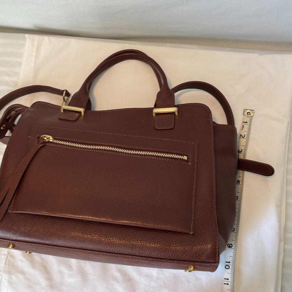 GiGI New York brown leather satchel purse with crossbody strap - Picture 9 of 14